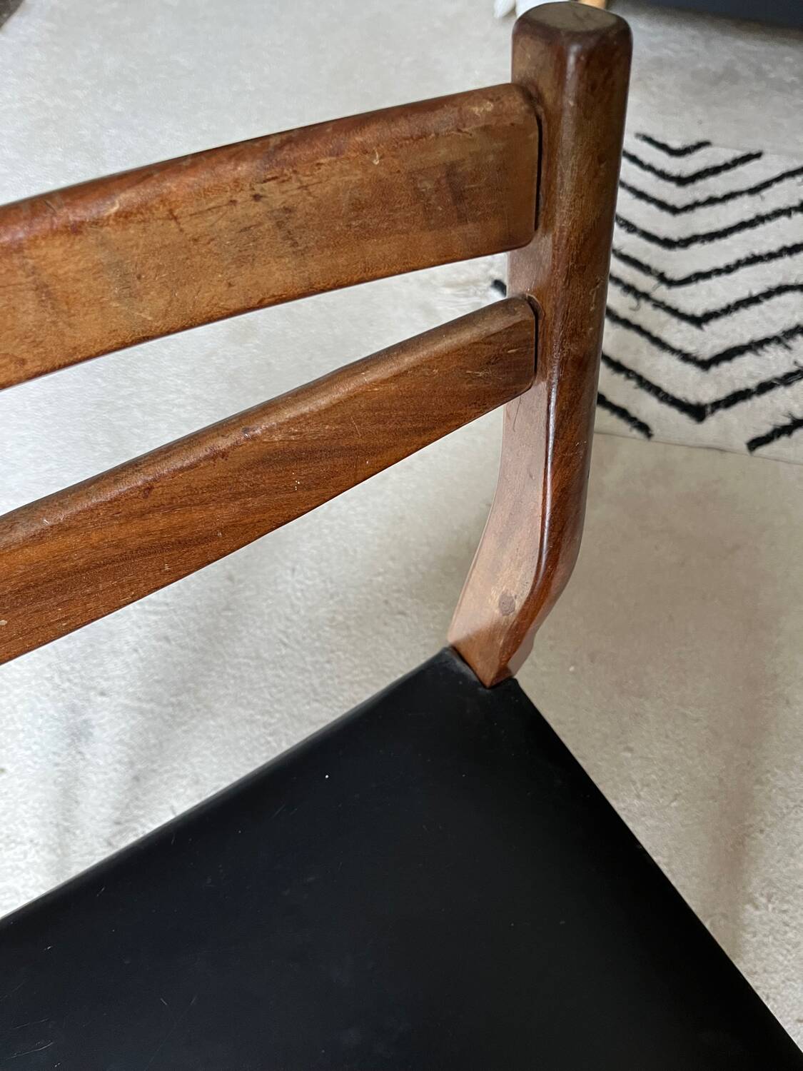 Scandinavian teak and leatherette chair