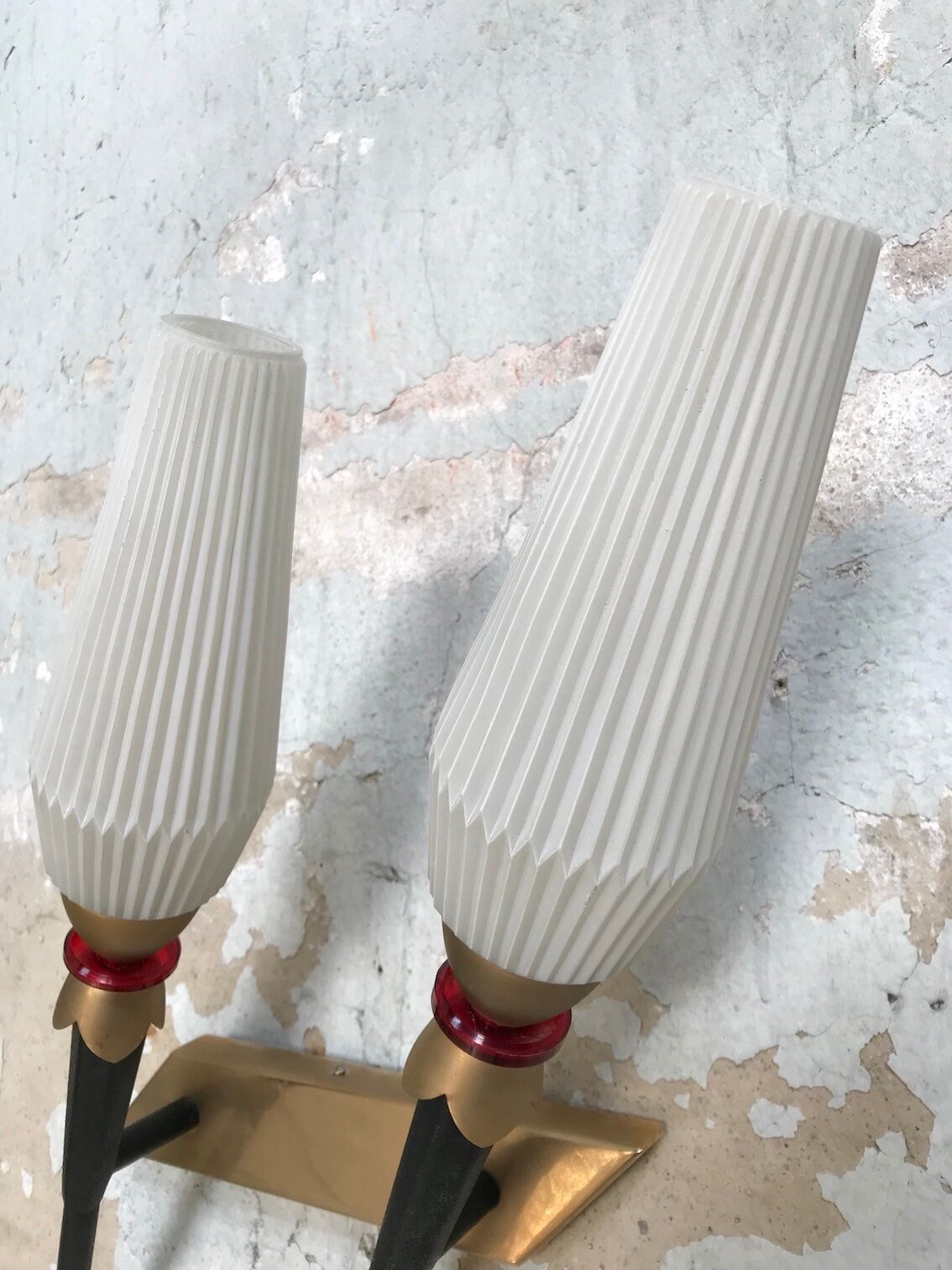 Pair of vintage metal and brass sconces