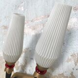 Pair of vintage metal and brass sconces