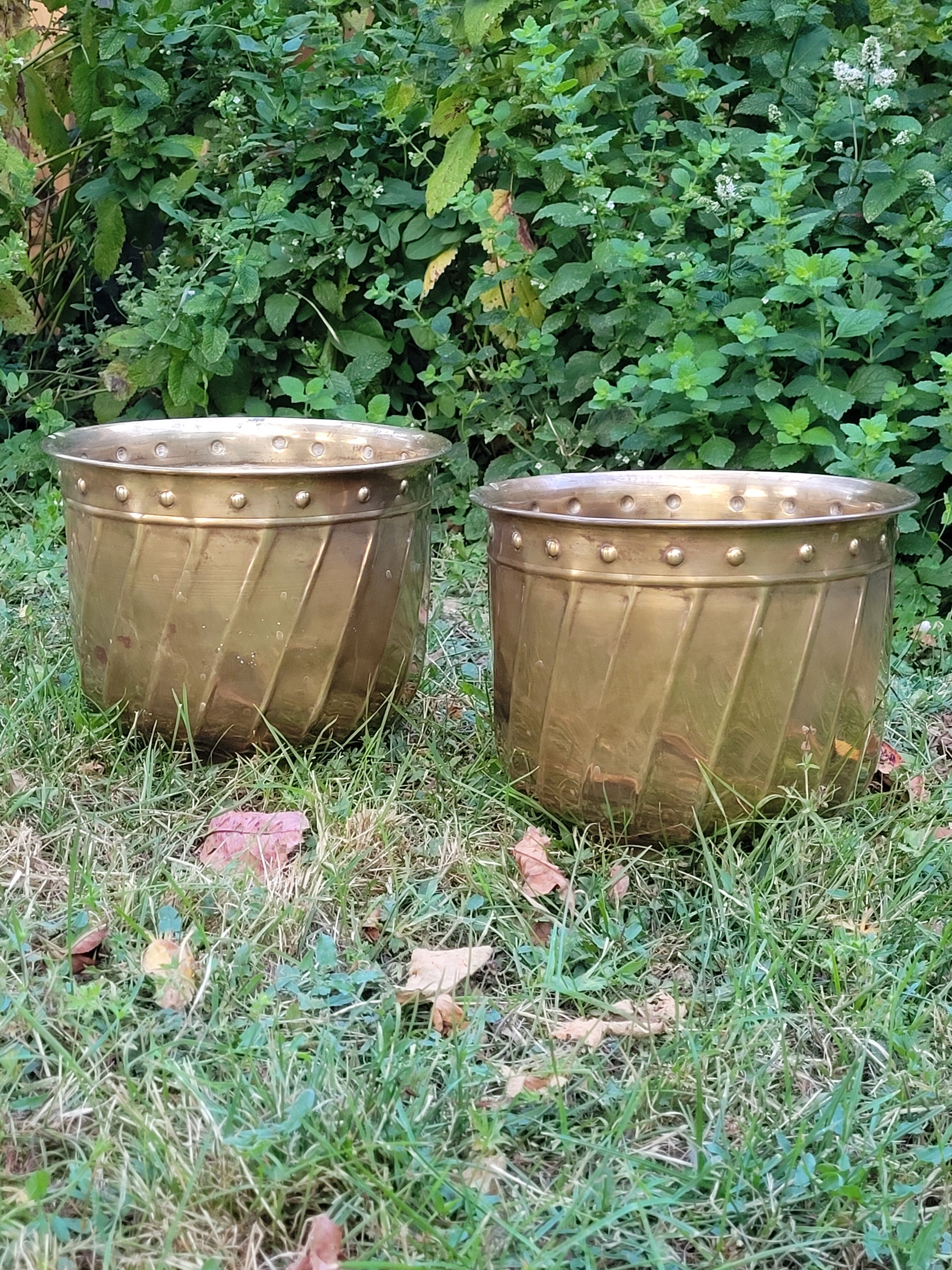 Pair of brass pot cover