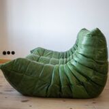 Canapé deux places Togo en cuir vert Dubaï par Michel Ducaroy pour Ligne Roset