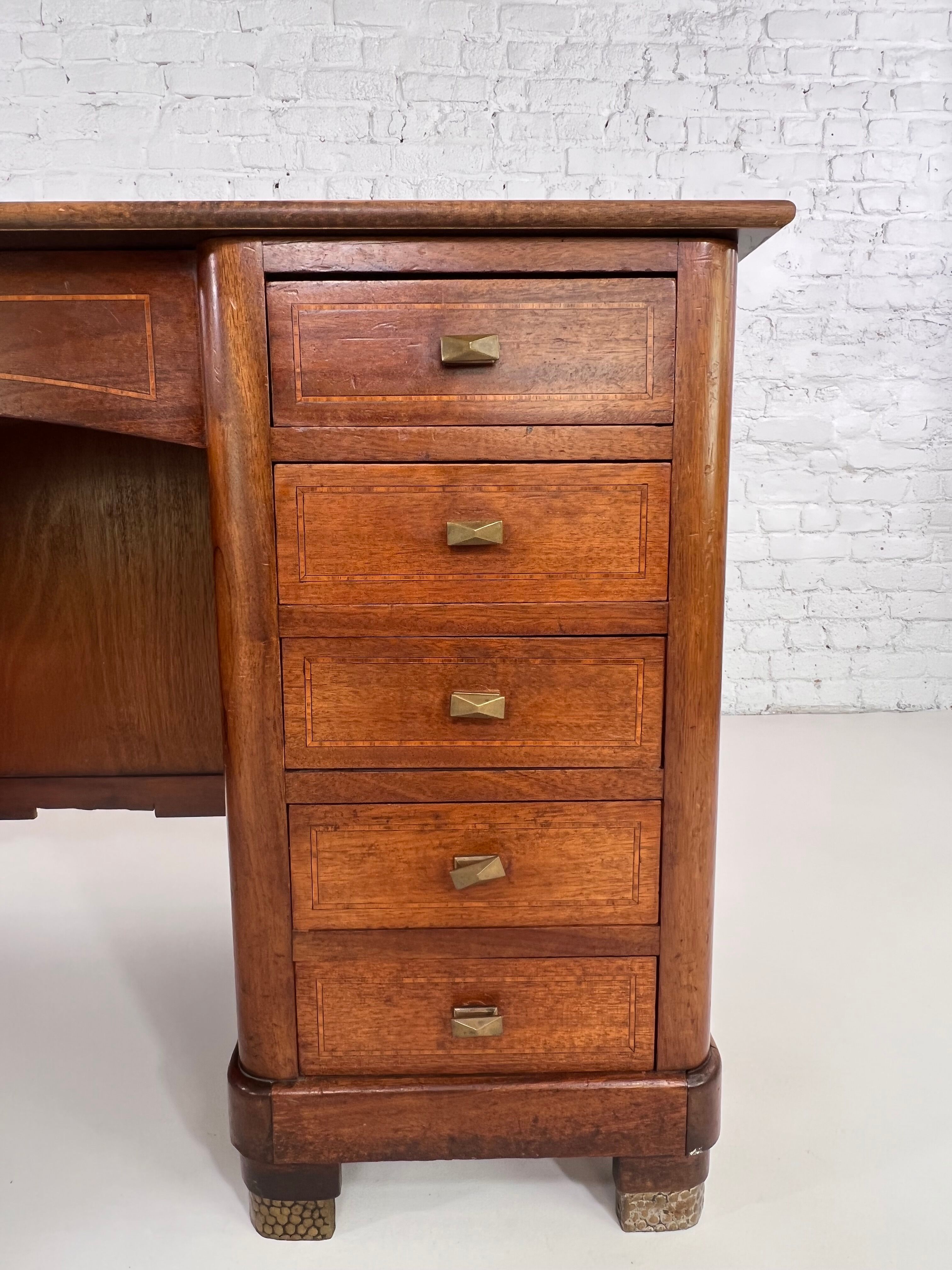 Old office 40s - 50s in wood, marquetry and brass