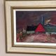 Original Swedish Oil on Panel – “Huts” – Vintage & Framed – 77 × 41 cm
