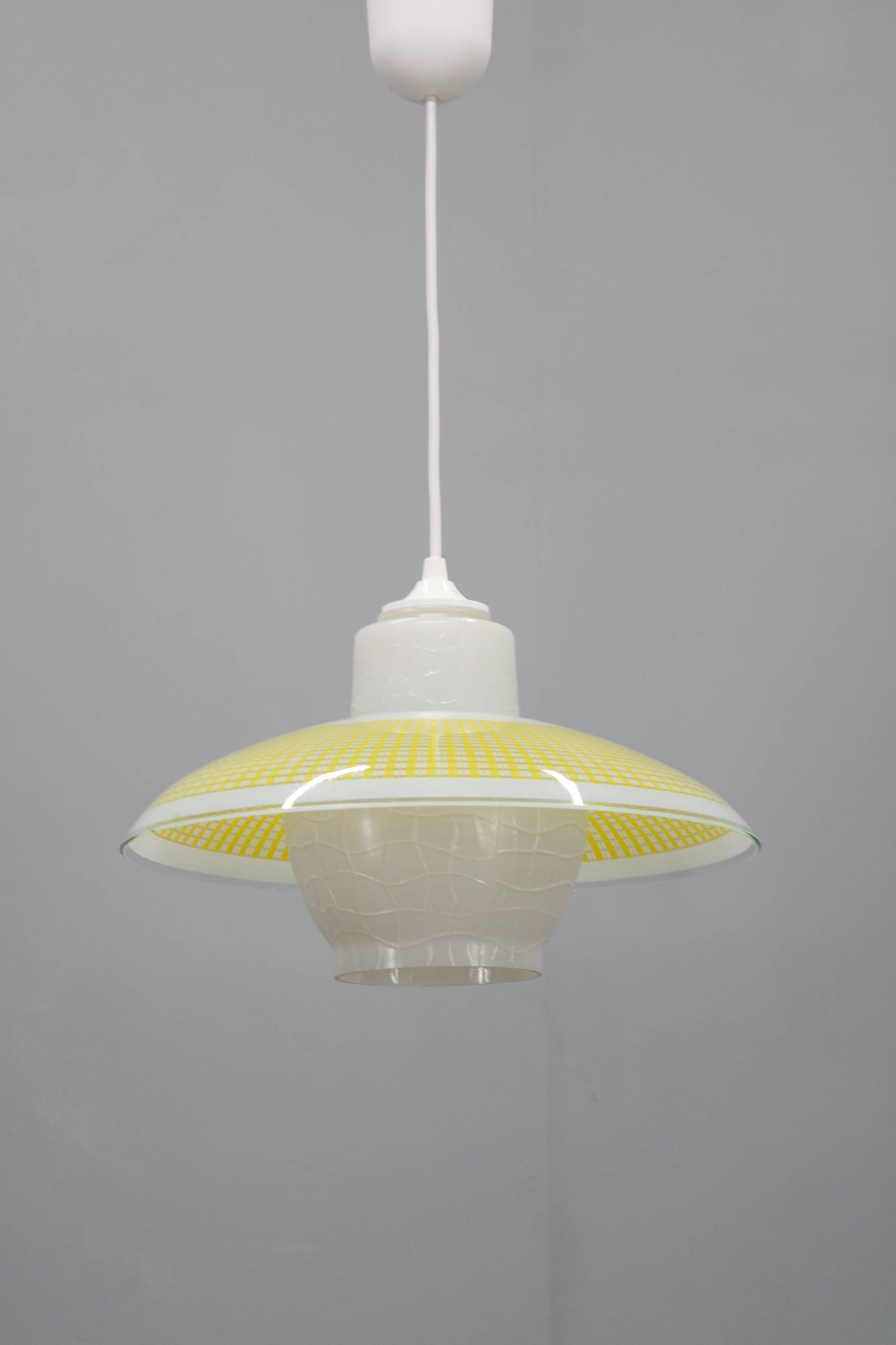 1970s Glass Pendant Light, Czechoslovakia