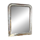 Antique Louis-Philippe Mirror, 19th Century, Shabby Silver Patina