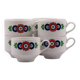 7 white porcelain cups from Winterling with coloured patterns.