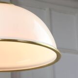 Mid-century Italian Brass and Opaline Pendant Lamp