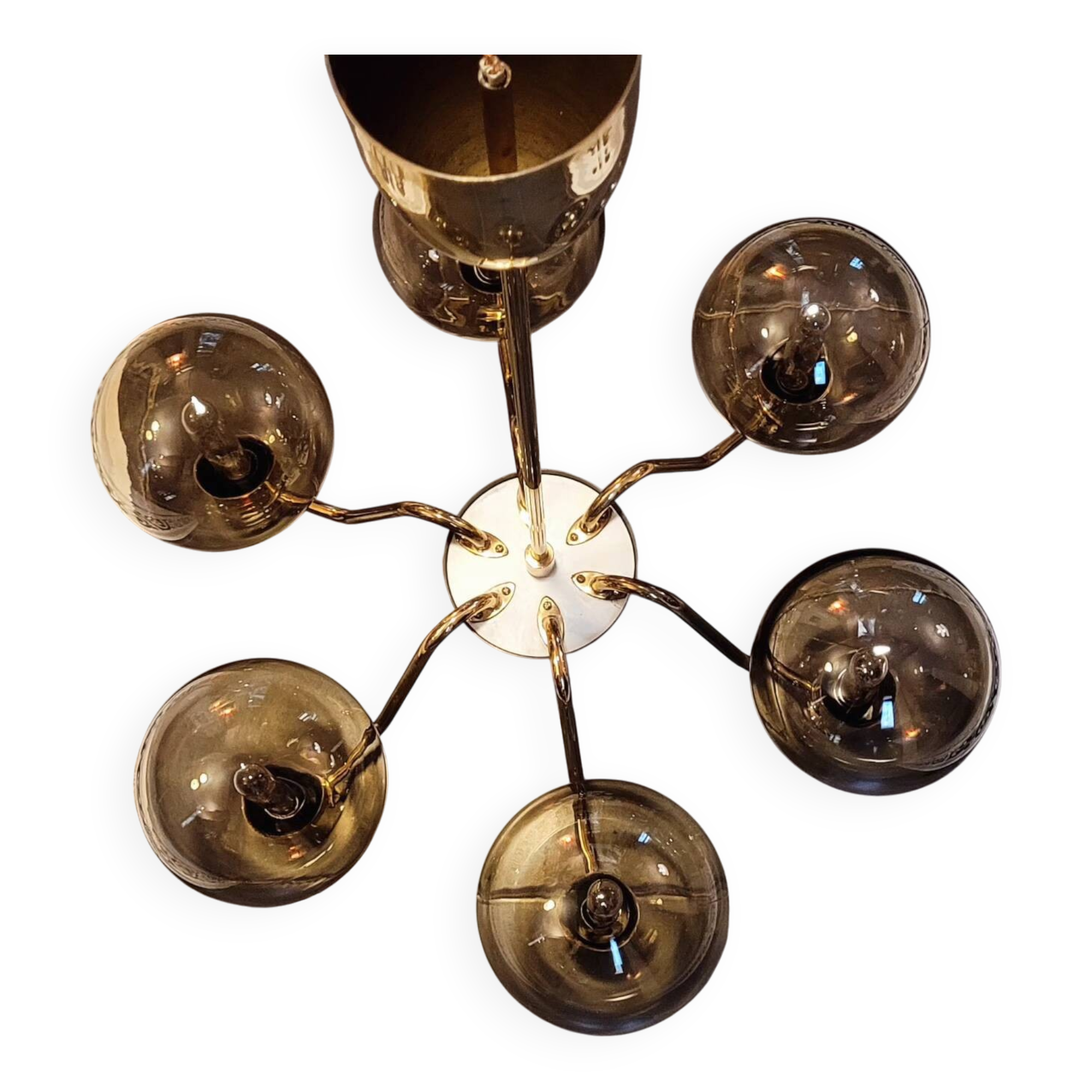 6-arm Scandinavian chandelier, 1960s, Hans Agne Jakobsson model T372/12