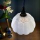 Vintage glass pendant light from Clichy in white.