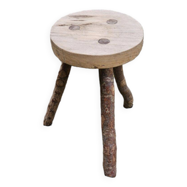 Tabouret Brutaliste Vintage Dans le Goût de Jean Touret 1960