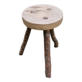 Tabouret Brutaliste Vintage Dans le Goût de Jean Touret 1960