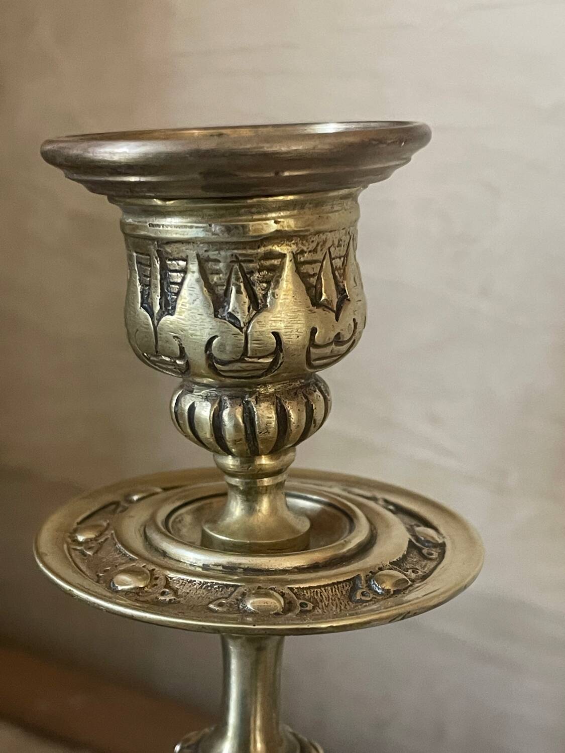 Pair of marble and brass candlesticks circa 1860