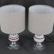 1970s Pair Of Table Lamps With New Fabric Shade, Italy