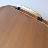 Teak and glass cheese platter, Scandinavian, 60s