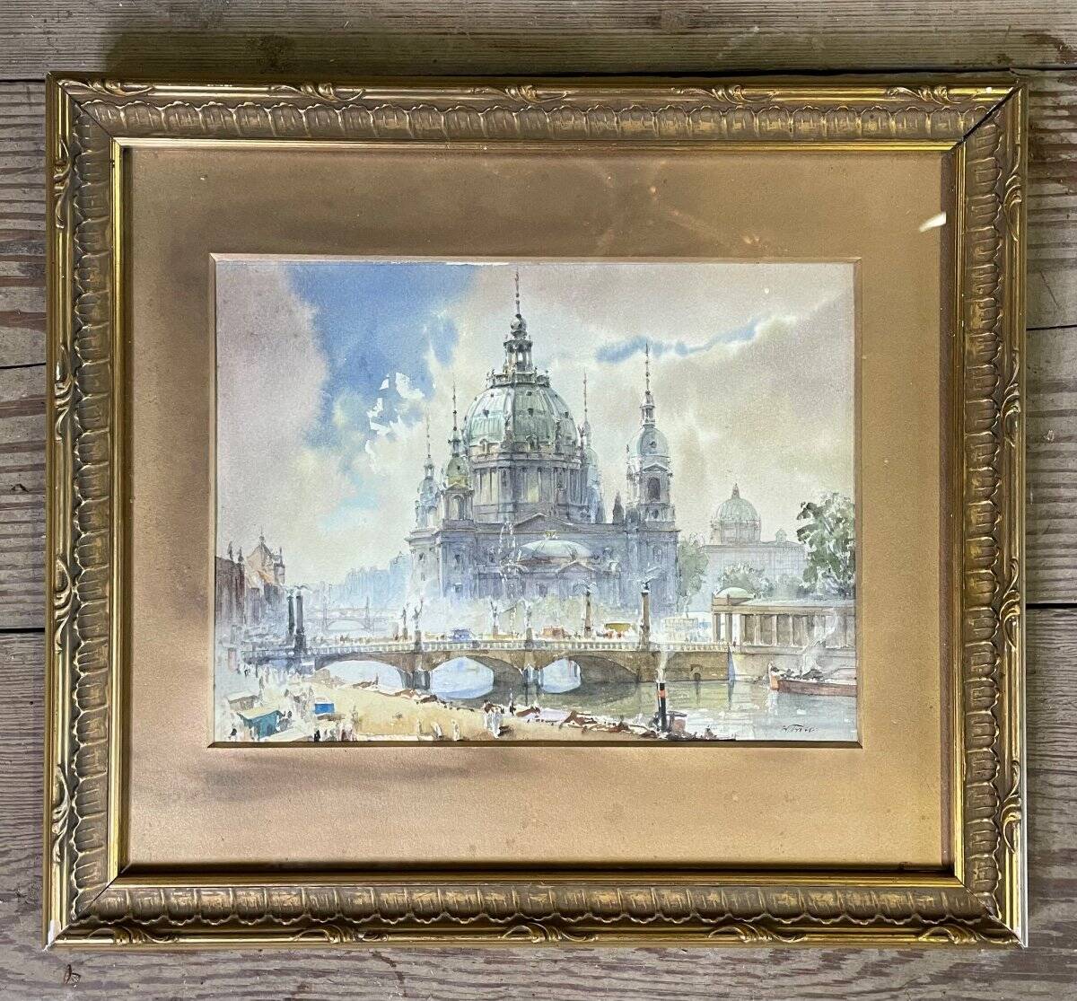 View of Berlin, watercolor signed lower right, circa 1930