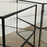 2 tables, black metal contemporary sofa pieces and glasses on 3 levels 60x60x60