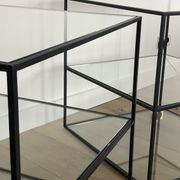 2 tables, black metal contemporary sofa pieces and glasses on 3 levels 60x60x60