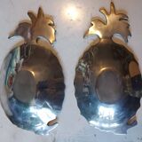 2 coupelles ananas en métal argenté