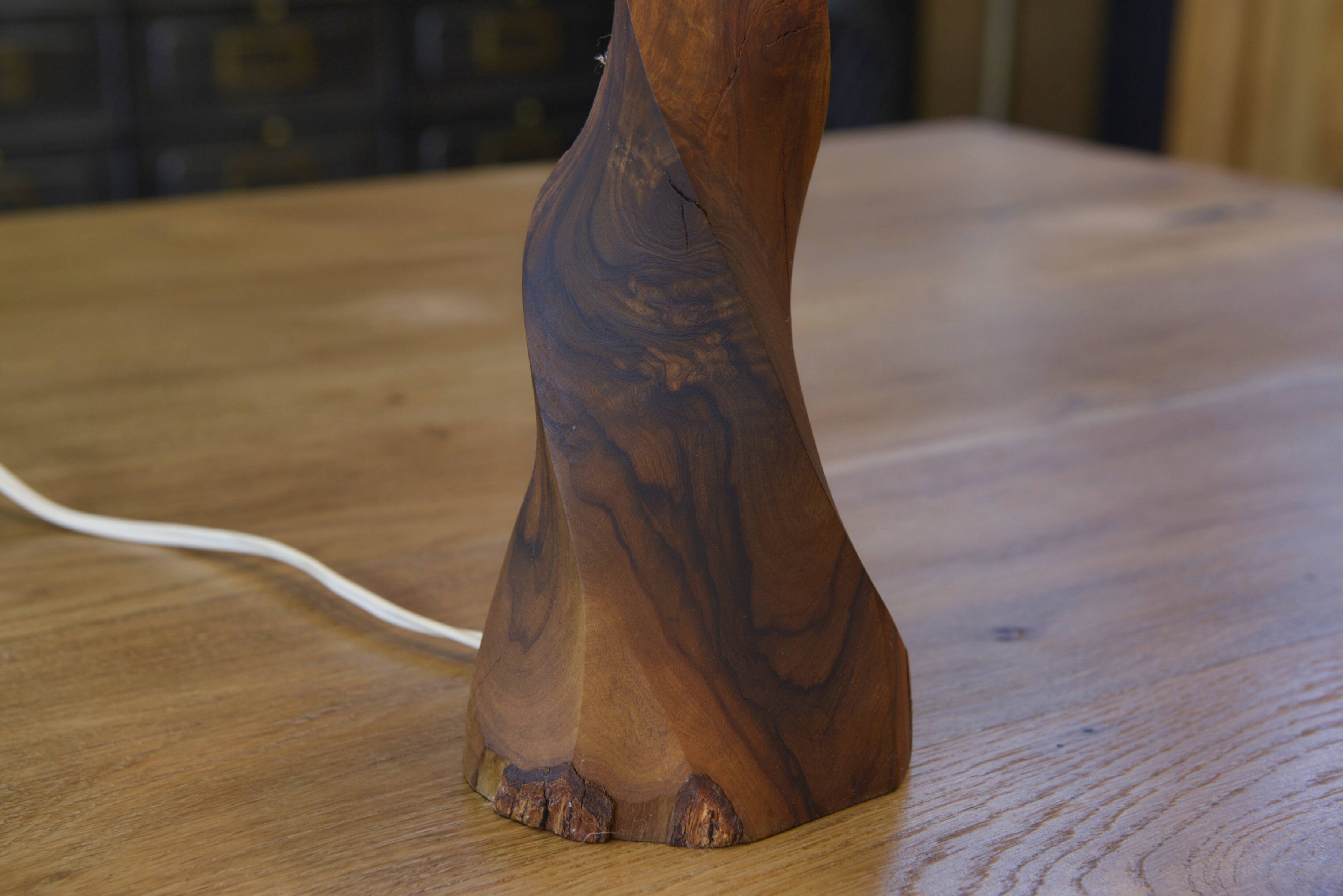 Brutalist walnut wood lamp 1960s