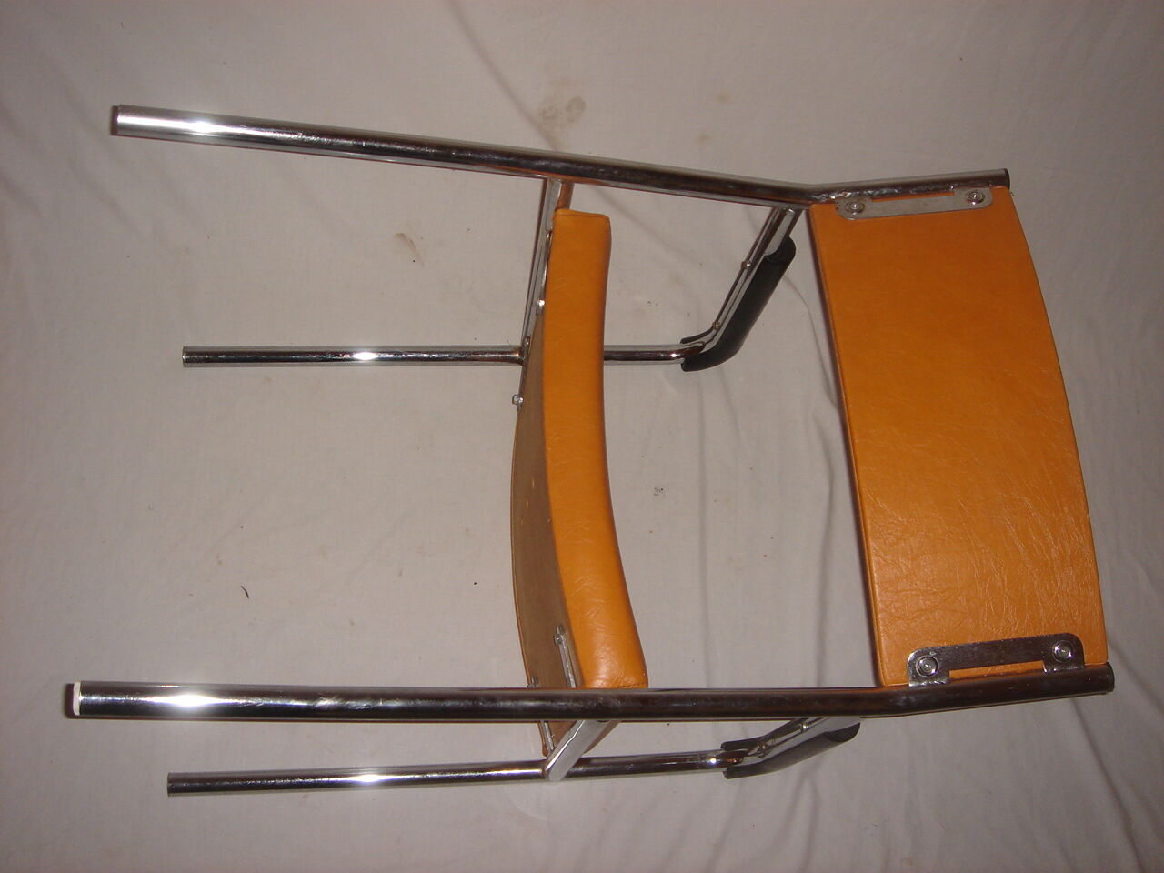 Chair with armrests of 1970/80, chrome & orange leatherette
