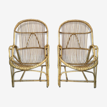 Pair of Rattan armchairs