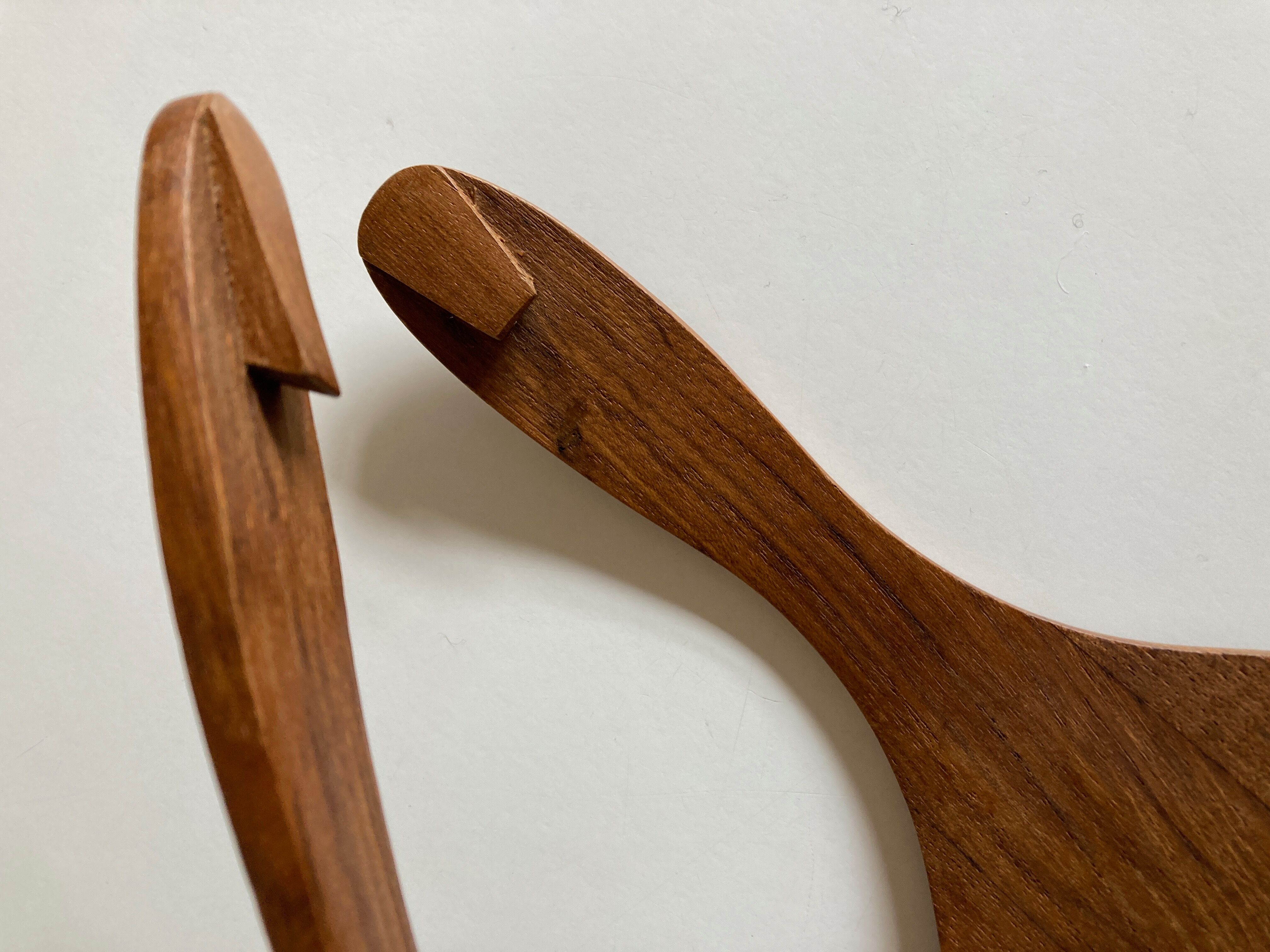 Pair of XXL Scandinavian service cutlery in solid teak 1960