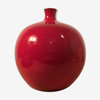 Vase ball red ceramic 50s