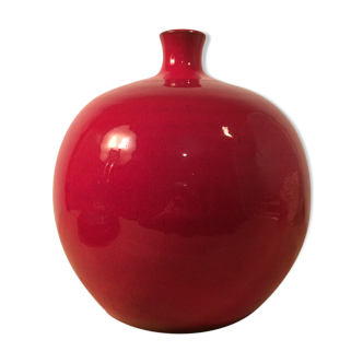 Vase boule rouge céramique années 50