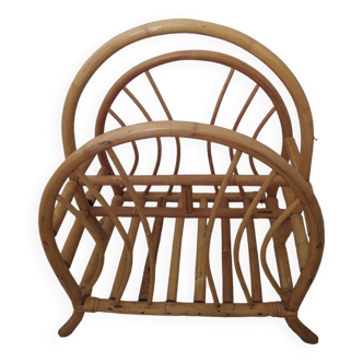 Vintage bamboo and rattan magazine holder