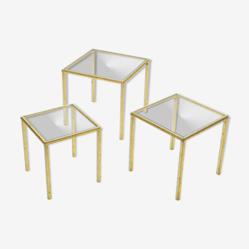 Pull out tables wrought iron gilded by Robert Thibier years 60