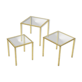 Tables gigognes fer forgé dorée de Robert Thibier années 60