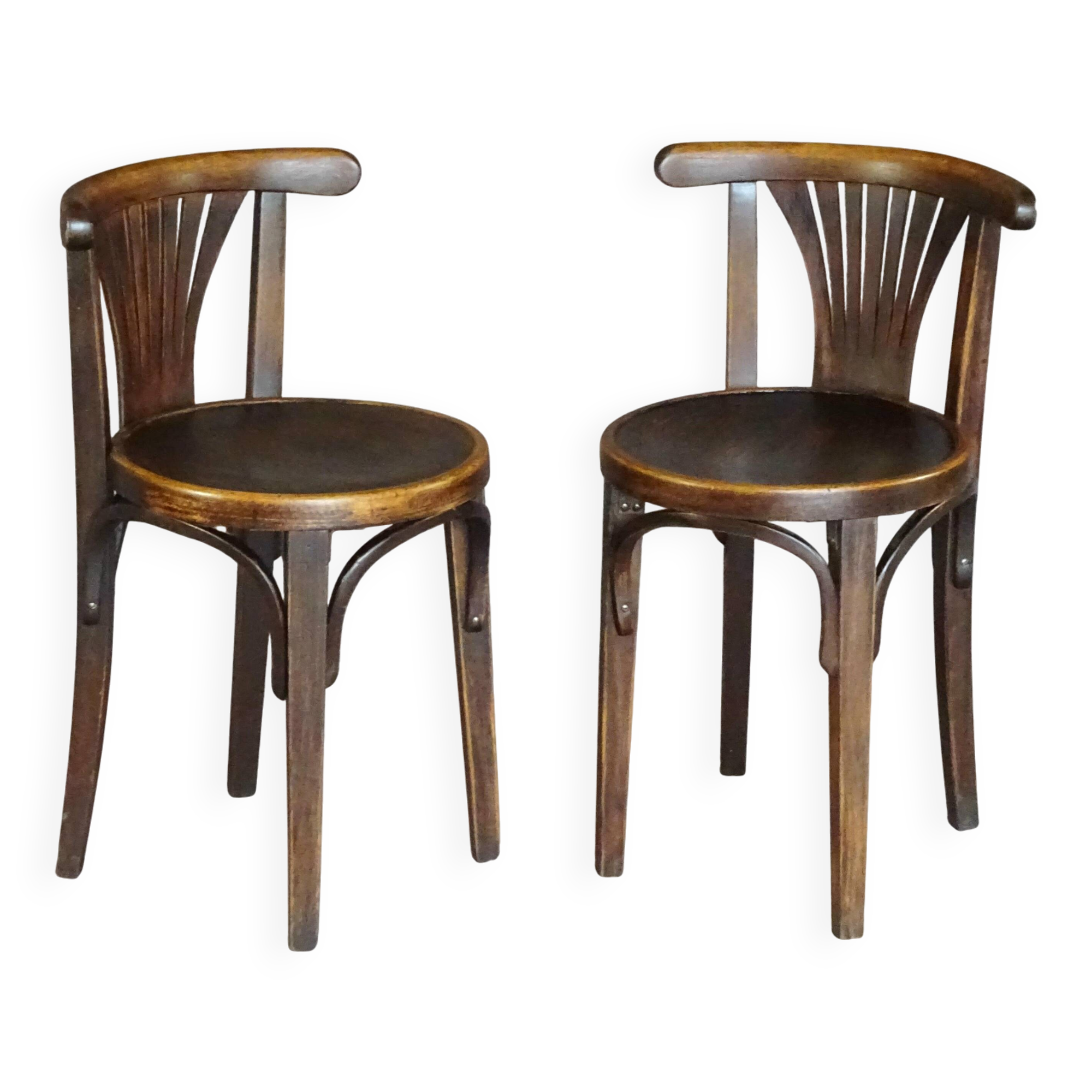2 stools/bistro chairs, Thonet 1925, with palmette backrest No Baumann