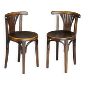 2 Tabourets/chaises bistrot , Thonet 1925, dossier à palmette No Baumann