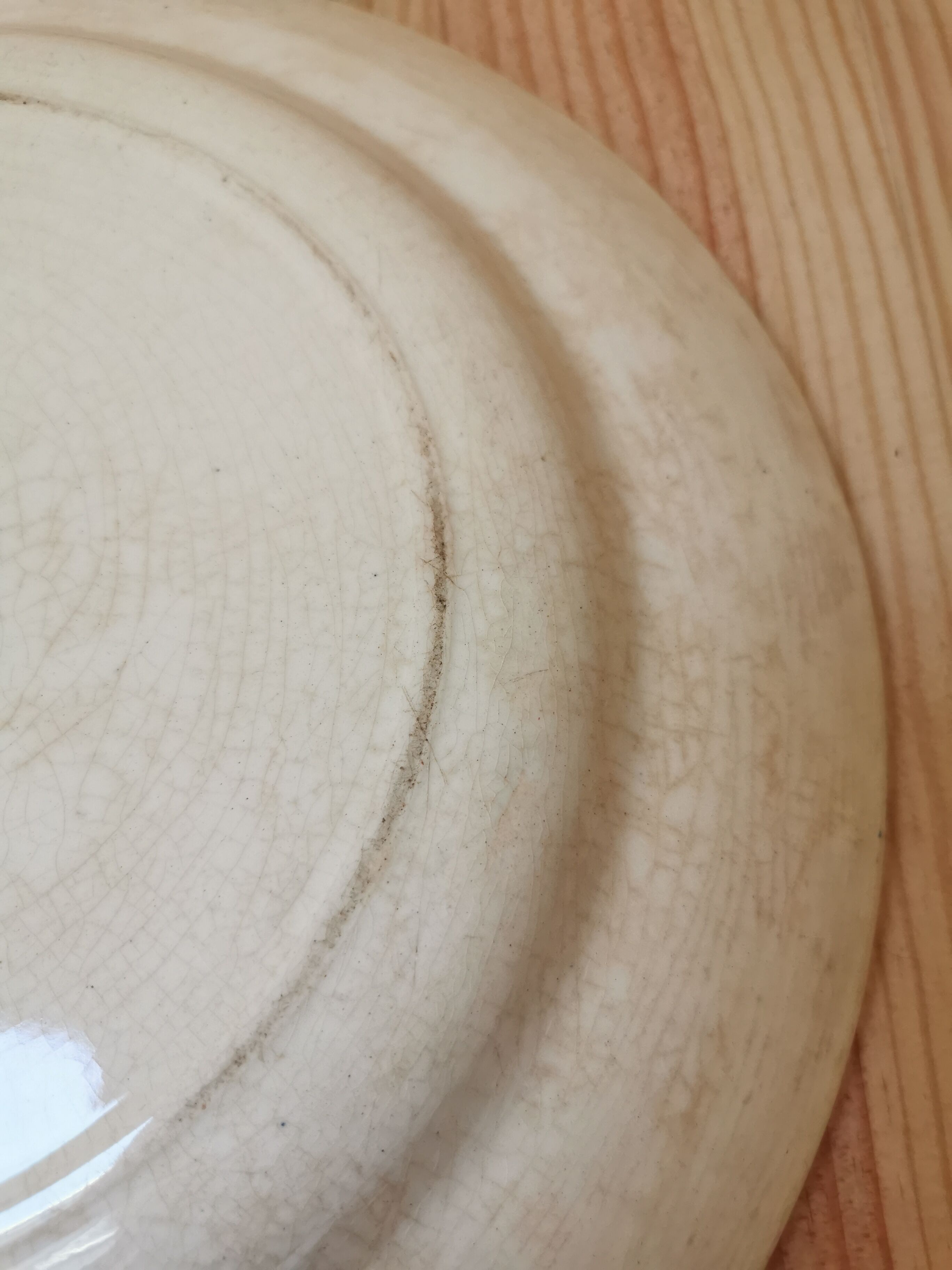 Large old round plate in iron earth