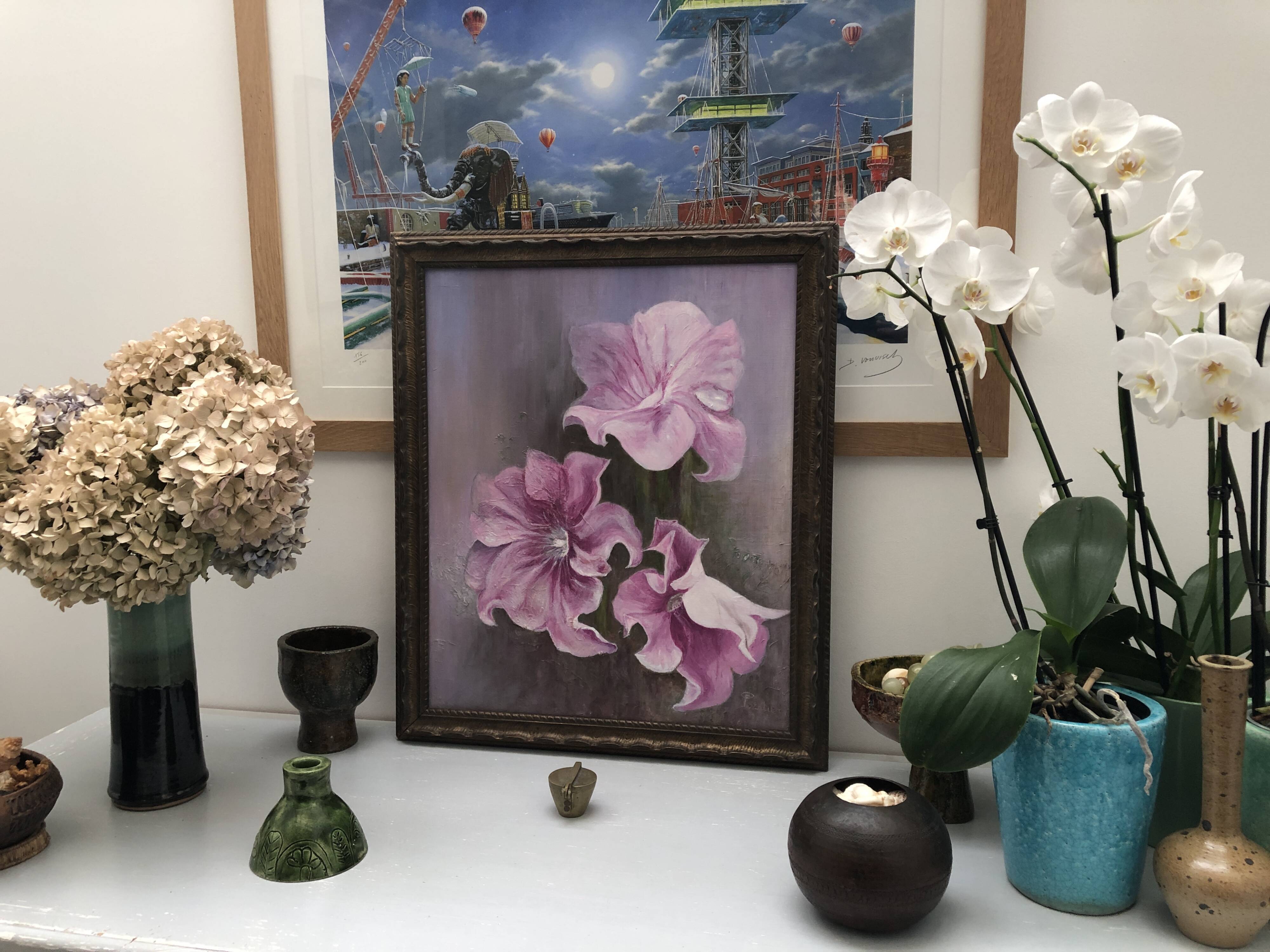 Still life bouquet of flowers oil painting