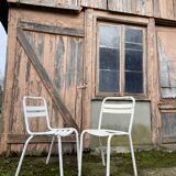 Duo of vintage metal Tolix chairs