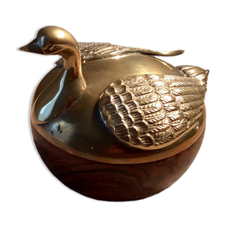 Wooden duck and brass box