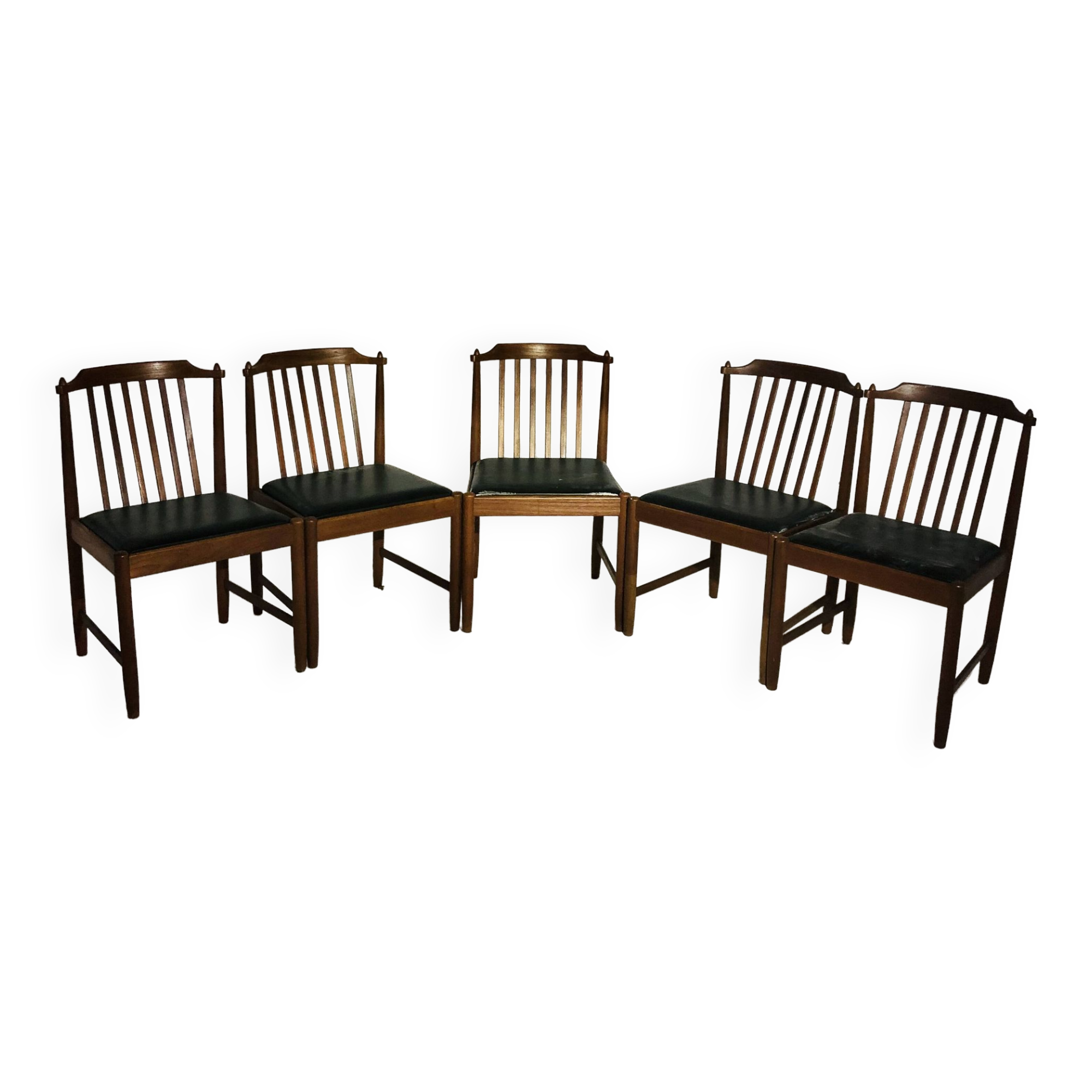 Set of 5 chairs in rosewood and leather seat BREOX edition - 1960