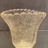 Crystal vase with subtly tinted bubble decoration signed Daum