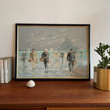 Oil on panel, Fishermen in the bay of Mont Saint Michel