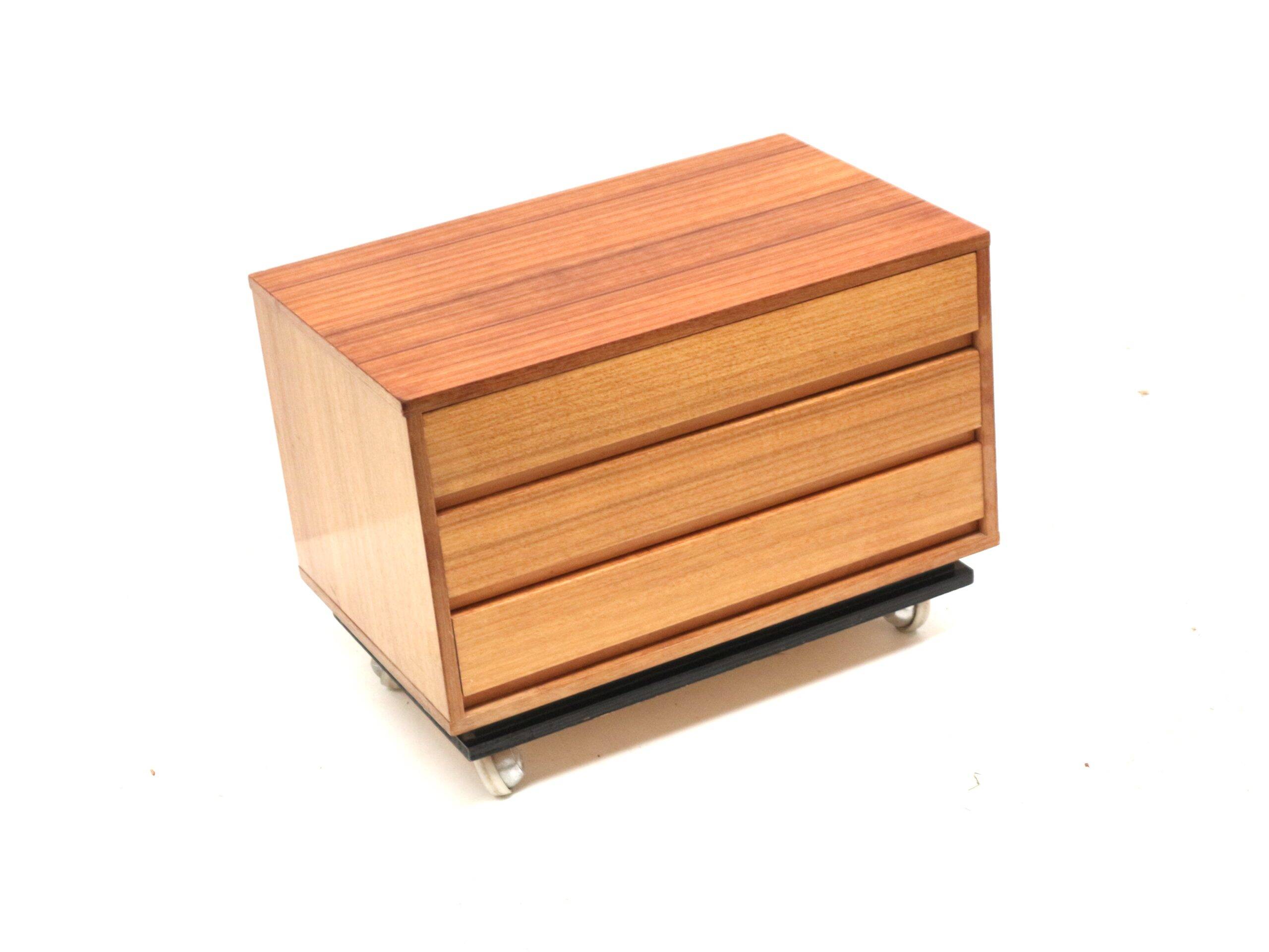 Vintage chest of drawers on casters from the 1960s