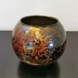 Vase boule en verre signé  Laque line
