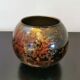 Glass ball vase signed Laque line