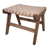 Tabouret marocain en bois fabriqué à la main,