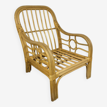 Vintage rattan fireside chair from the 70s