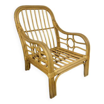 Vintage rattan fireside chair from the 70s
