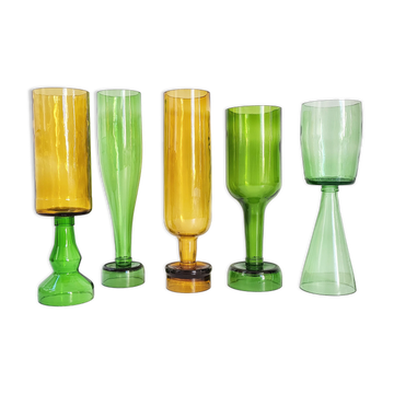 Suite of 5 vintage Suze vases