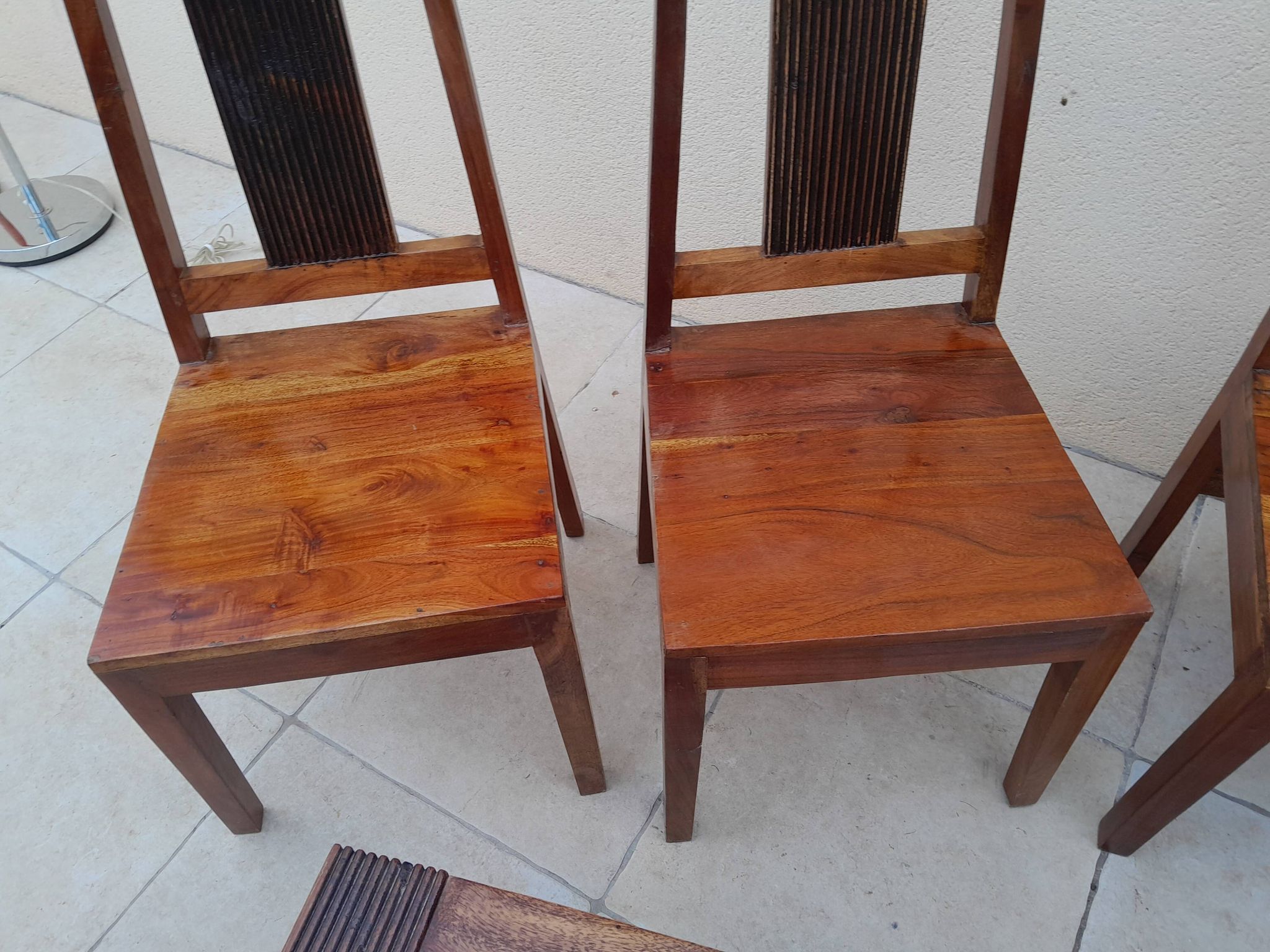 Vintage solid rosewood chairs and bench