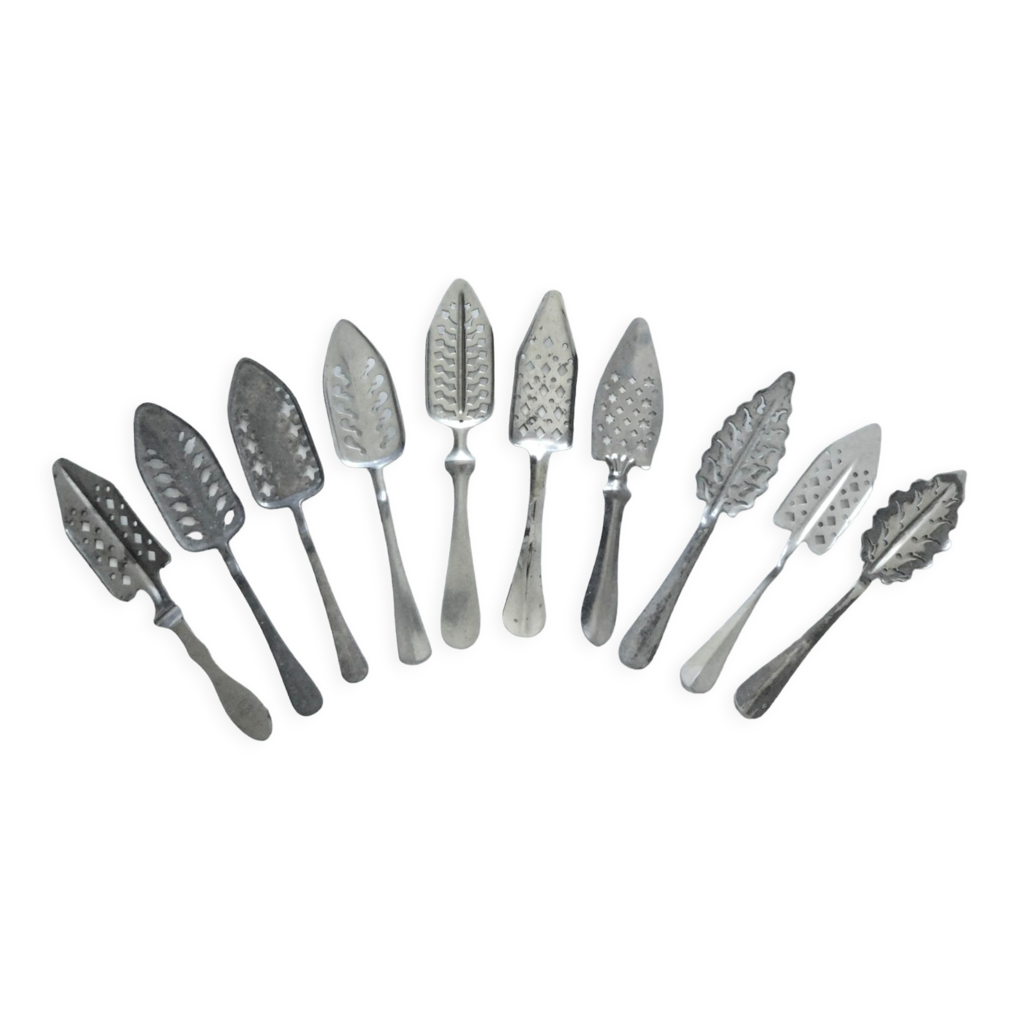 10 Vintage French Absinthe Spoons all Different