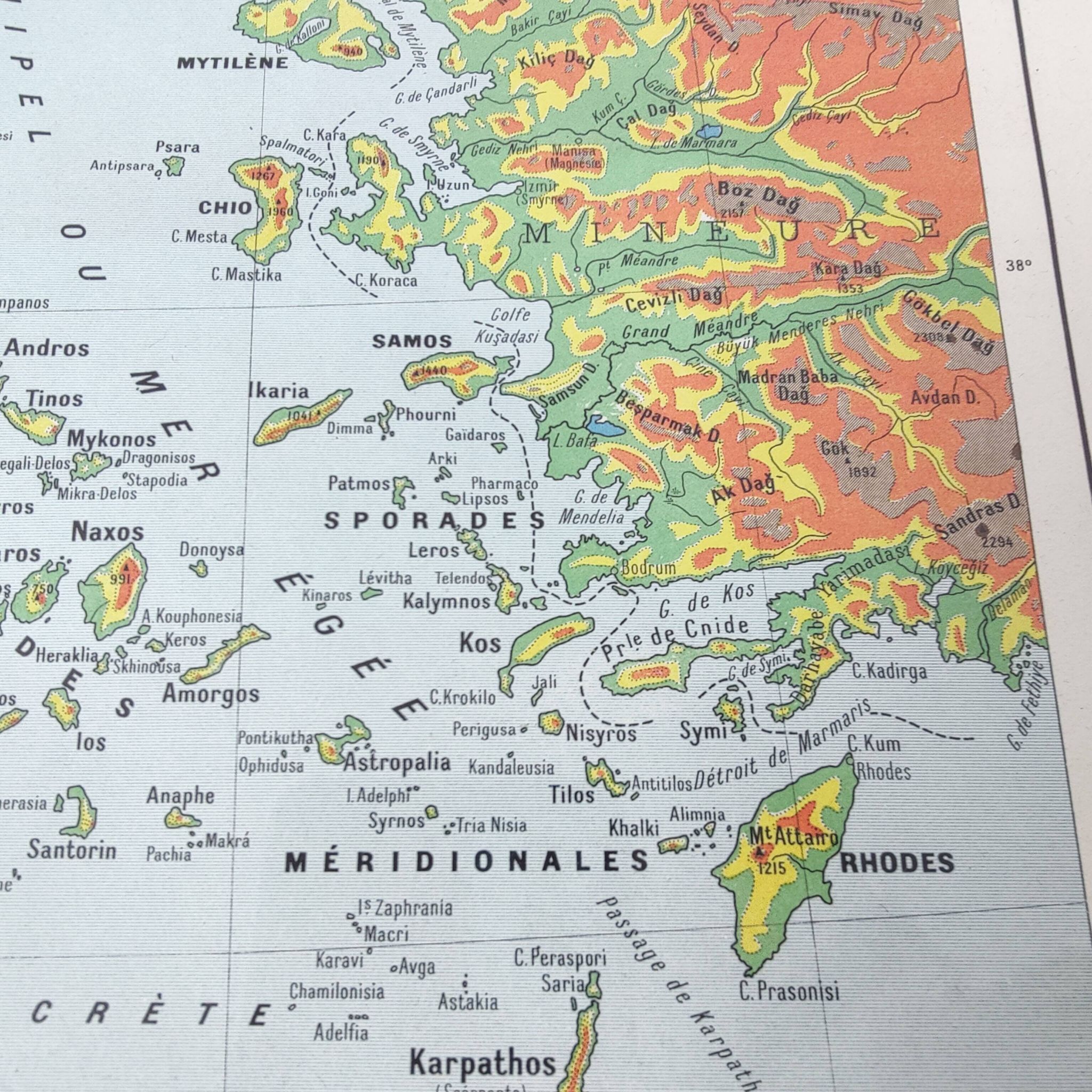 Old map of the Balkan regions Greece Crete 43x43cm from 1950
